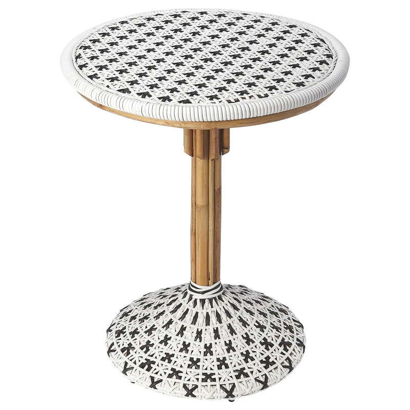 Butler Specialty Company Butler Tenor White & Black Rattan Bistro Table 2 Butler Specialty Company Butler Tenor White & Black Rattan Bistro Table - Image 2