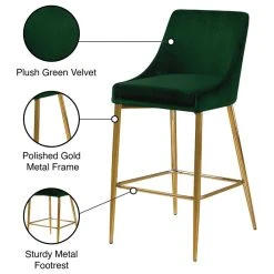 Meridian Furniture Karina Velvet Stool, Set Of 2, Green, Gold Base -CHAMPRO shop 6921122e02741242 8238 w800 h800 b1 p0