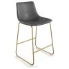 Aeon Furniture Petra Set Of 2 Bar Stool In Grey And Gold Finish AE17163-G-35A