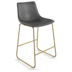 Aeon Furniture Petra Set Of 2 Bar Stool In Grey And Gold Finish AE17163-G-35A