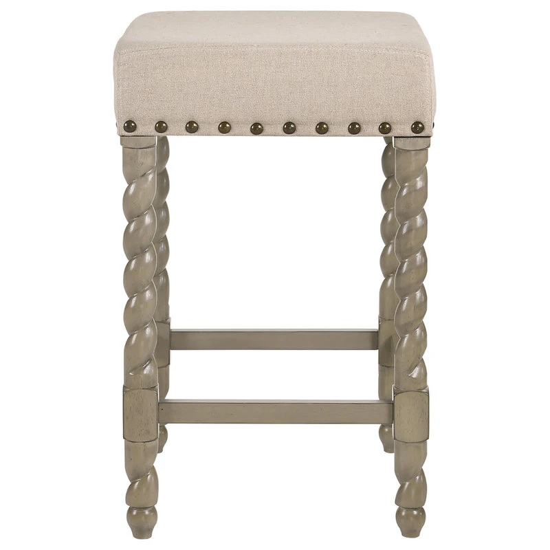 Carolina Classics Thomasville Rta Stool 24", Weathered Gray And Linen 2 Carolina Classics Thomasville Rta Stool 24", Weathered Gray And Linen - Image 2