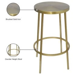 Meridian Furniture Tyson Contemporary Durable Iron Stool, Brushed Gold, Counter Height -CHAMPRO shop 69b1b79402741432 4795 w800 h800 b1 p0