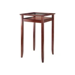 Winsome Wood Halo Pub Table With Glass Inset And Shelf, Walnut
