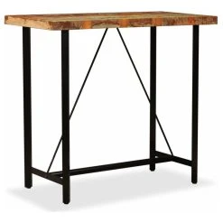 Vida XL International B.V. VidaXL Bar Table Polished 47.2" Steel Solid Reclaimed Wood Bistro Pub Dining -CHAMPRO shop 6a5154a90ec74a66 0034 w800 h800 b1 p0