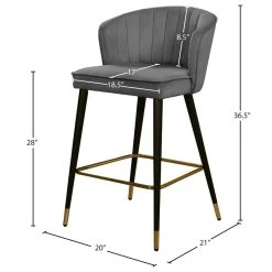Meridian Furniture Cassie Velvet Stool, Set Of 2, Gray -CHAMPRO shop 6aa14a330274171a 7434 w800 h800 b1 p0