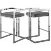 Meridian Furniture Ezra Counter Stool, Set Of 2, Gray Velvet, Chrome Base