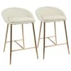 LumiSource Matisse 26" Counter Stool With Gold Frame And Cream, Set Of 2, Gold