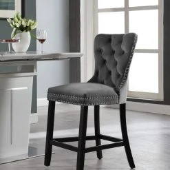 Meridian Furniture Nikki Velvet Stools, Set Of 2, Gray -CHAMPRO shop 6b61cfb00da8ce6f 1231 w800 h800 b0 p0