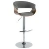 LumiSource Vintage Mod Adj. Barstool With Swivel, Walnut And Light Gray