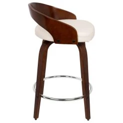 Lumisource Grotto Counter Stools With Swivels, Set Of 2, Cherry Wood, White, Pu, Chrome -CHAMPRO shop 6be1996e0d0bf1fb 2686 w800 h800 b1 p0