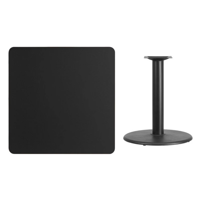 Flash Furniture Flash 36'' Square Laminate Table Top/24'' Round Base, Black 2 Flash Furniture Flash 36'' Square Laminate Table Top/24'' Round Base, Black - Image 2