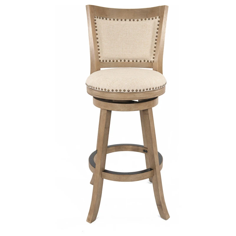 Boraam Industries, Inc. Melrose Swivel Stool, Driftwood Wire-Brush & Ivory, Bar Height 2 Boraam Industries, Inc. Melrose Swivel Stool, Driftwood Wire-Brush & Ivory, Bar Height - Image 2