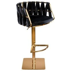 Statements By J Milano Adjustable Swivel Bar Chair Stool, Black/Gold