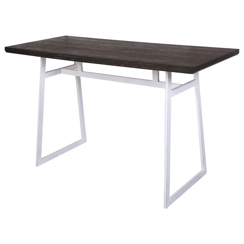 Lumisource Geo Counter Table, White Metal And Espresso Wood 2 Lumisource Geo Counter Table, White Metal And Espresso Wood - Image 2