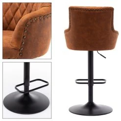 Duhome Elegant Lifestyle 1 X Diamond Stitched Height Adjustable Leathaire Bar Stool, Yellowish-Brown -CHAMPRO shop 7031fd2b00581464 2397 w800 h800 b1 p0