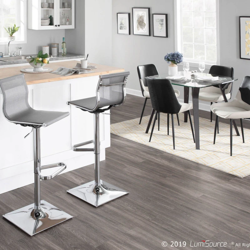 Lumisource Mirage Adjustable Barstool, Gray 5 Lumisource Mirage Adjustable Barstool, Gray - Image 5