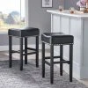 GDFStudio GDF Studio Chantal Backless Leather Stools, Set Of 2, Black, Bar Height: 30"
