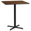 Flash Furniture 36'' Square Walnut Laminate Table Top With 30'' X 30'' Bar Height Table Base
