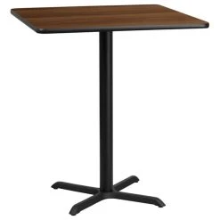 Flash Furniture 36'' Square Walnut Laminate Table Top With 30'' X 30'' Bar Height Table Base