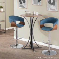 LumiSource Vintage Mod Adj. Barstool With Swivel, Walnut And Blue 8 LumiSource Vintage Mod Adj. Barstool With Swivel, Walnut And Blue -CHAMPRO shop 732151610c9e6b98 9647 w800 h800 b0 p0