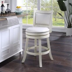 Boraam Industries, Inc. Boraam Bristol Hardwood Swivel Stool With Distressed White Finish 42424 -CHAMPRO shop 7481f809020a8572 3602 w800 h800 b0 p0