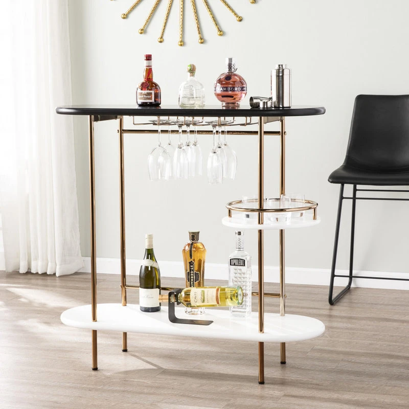 SEI Furniture Dagney Wine/ Bar Table With Glassware Storage - Black 4 SEI Furniture Dagney Wine/ Bar Table With Glassware Storage - Black - Image 4