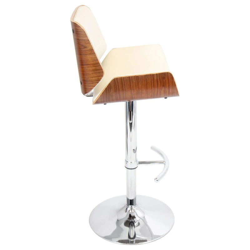 Lumisource Santi Barstool, Walnut And Cream 2 Lumisource Santi Barstool, Walnut And Cream - Image 2