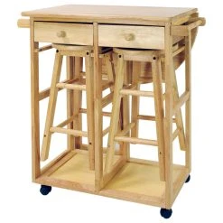 Casual Home Breakfast Cart With Drop Leaf Table, Natural -CHAMPRO shop 787123a40878271f 2948 w800 h800 b1 p0