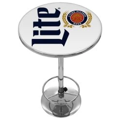 Trademark Gameroom Miller Lite Chrome Pub Table, Retro