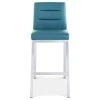 Zuri Furniture Modern Lynx Counter Height Stool Teal Leatherette Brushed Stainless Steel Base