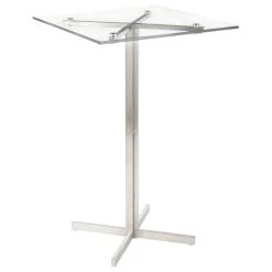 Lumisource Fuji Contemporary Bar Table, Clear Glass, Square