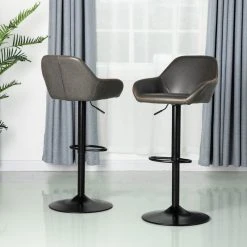 Glitzhome Vintage Gray Leatherette Gaslift Adjustable Swivel Bar Stool, Set Of 2 -CHAMPRO shop 7c81250b0ed9f0ea 8572 w800 h800 b0 p0