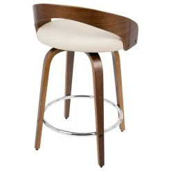 Lumisource Grotto Counter Stools With Swivels, Set Of 2, Walnut Wood, Cream Pu, Chrome -CHAMPRO shop 7e1140c90c4f35d9 0352 w800 h800 b1 p0