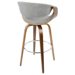 LumiSource Curvini Barstool, Walnut Wood And Gray, Set Of 2 -CHAMPRO shop 7e4179830c4f35e0 1974 w800 h800 b1 p0