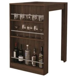 Boahaus Cambridge Modern Wood Bar Table With Wine Storage In Dark Brown