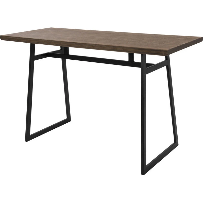 Lumisource Geo Industrial Counter Table, Black With Brown Wood Top 3 Lumisource Geo Industrial Counter Table, Black With Brown Wood Top - Image 3