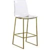 Meridian Furniture Lumen Gold Metal/Acrylic Stool, Gold Base