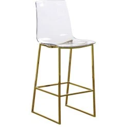 Meridian Furniture Lumen Gold Metal/Acrylic Stool, Gold Base