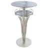 Armen Living Yukon Contemporary Bar Table In Stainless Steel And Gray Frosted Gl