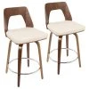 LumiSource Trilogy Counter Stool, Walnut/Cream PU Leather, Set Of 2