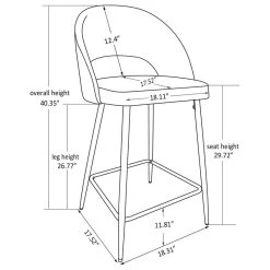 Glitzhome Pale Fabic/Leatherette Bar Stool With Tapered Metal Legs, Set Of 2, Pale Grey 23 Glitzhome Pale Fabic/Leatherette Bar Stool With Tapered Metal Legs, Set Of 2, Pale Grey -CHAMPRO shop 84a13eb60f5b38f9 0908 w800 h800 b1 p0