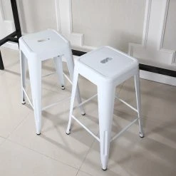 Belleze 26" Metal Stackable Vintage-Style Counter Stools , Set Of 6, White -CHAMPRO shop 85f10601090ce6b9 4789 w800 h800 b0 p0