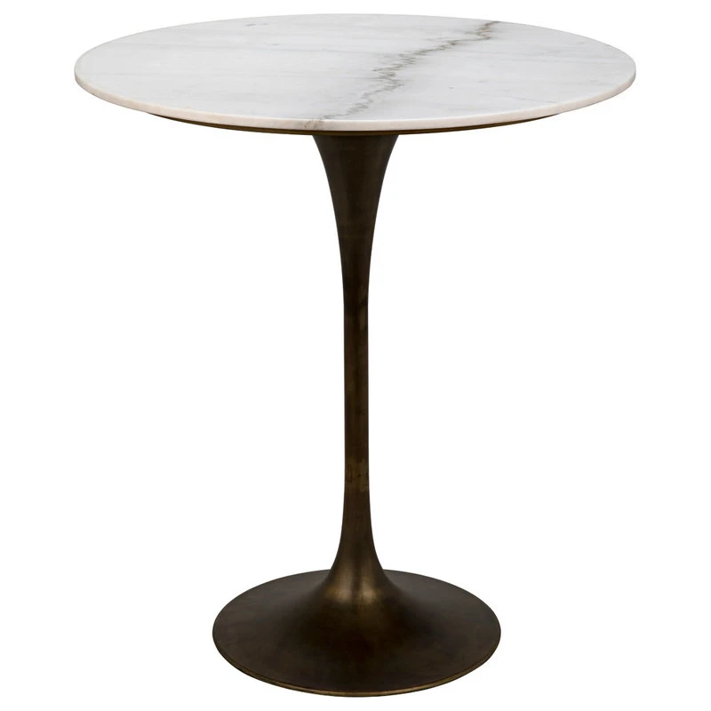 Noir Laredo Aged Brass And White Marble Top Bar Table GBAR001AB-36 2 Noir Laredo Aged Brass And White Marble Top Bar Table GBAR001AB-36 - Image 2