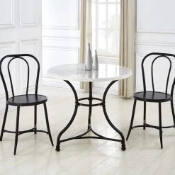 Steve Silver Claire Round Cafe Table - White Marble Top, Black Metal Base -CHAMPRO shop 873189140125c1ca 4777 w800 h800 b0 p0