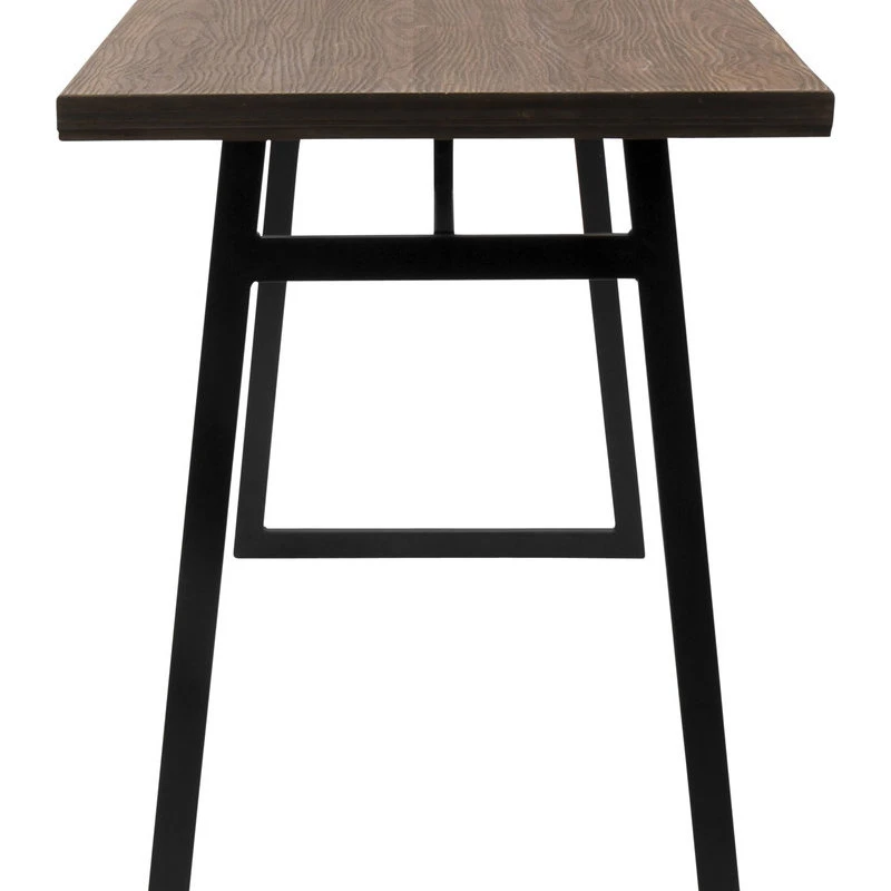 Lumisource Geo Industrial Counter Table, Black With Brown Wood Top 2 Lumisource Geo Industrial Counter Table, Black With Brown Wood Top - Image 2