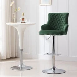 Duhome Inc 1 X Diamond Stitched Height Adjustable Velvet Bar Stool, Dark Green -CHAMPRO shop 88e1cafd011b3060 7151 w800 h800 b0 p0