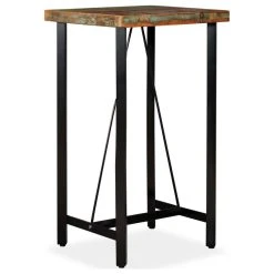 Vida XL International B.V. VidaXL Bar Table Polished 23.6" Steel Solid Reclaimed Wood Bistro Pub Dining -CHAMPRO shop 89e1fd200ec74a36 9969 w800 h800 b1 p0