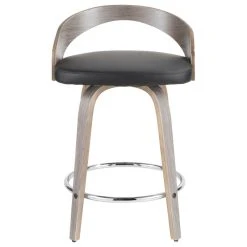 Lumisource Grotto Counter Stools With Swivels, Set Of 2, Light Gray Wood, Black, Pu, Chrome -CHAMPRO shop 8a0121d80c4f35df 1130 w800 h800 b1 p0
