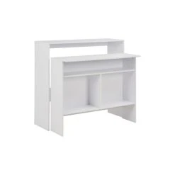 Vida XL International B.V. VidaXL Bar Table With 2 Table Tops White Pub High Dining Breakfast Patio Table