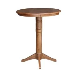 International Concepts 30" Solid Wood Round Top Pedestal Table In Distressed Oak - 41.9" Height